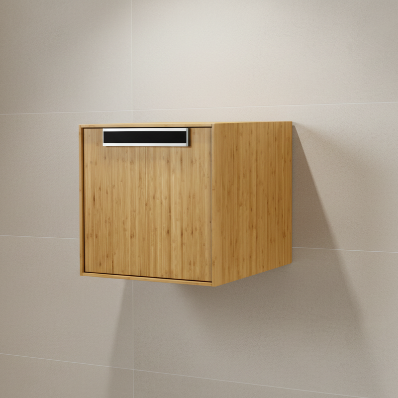 Lineabeta Bathroom Wall Unit, Natural Wood and Chrome, 1 Drawer