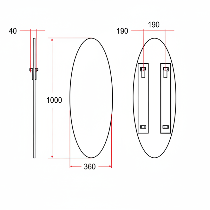 Lineabeta Slimline Oval Bathroom Mirror 100x36cm - Speci Series
