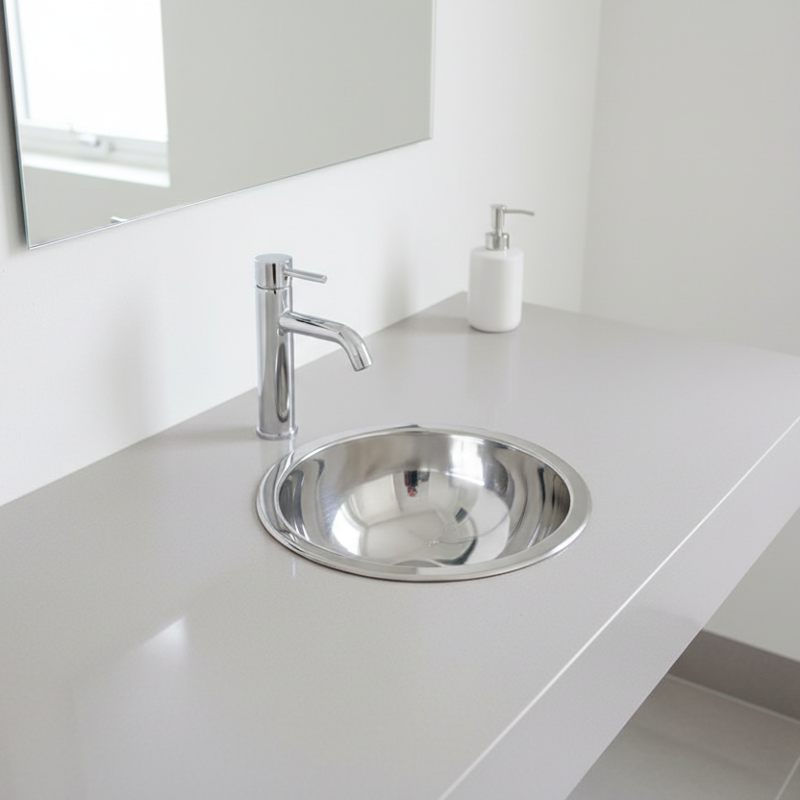 Lineabeta Stainless Steel Drop-in Basin, Flat Edge, Ø 280mm
