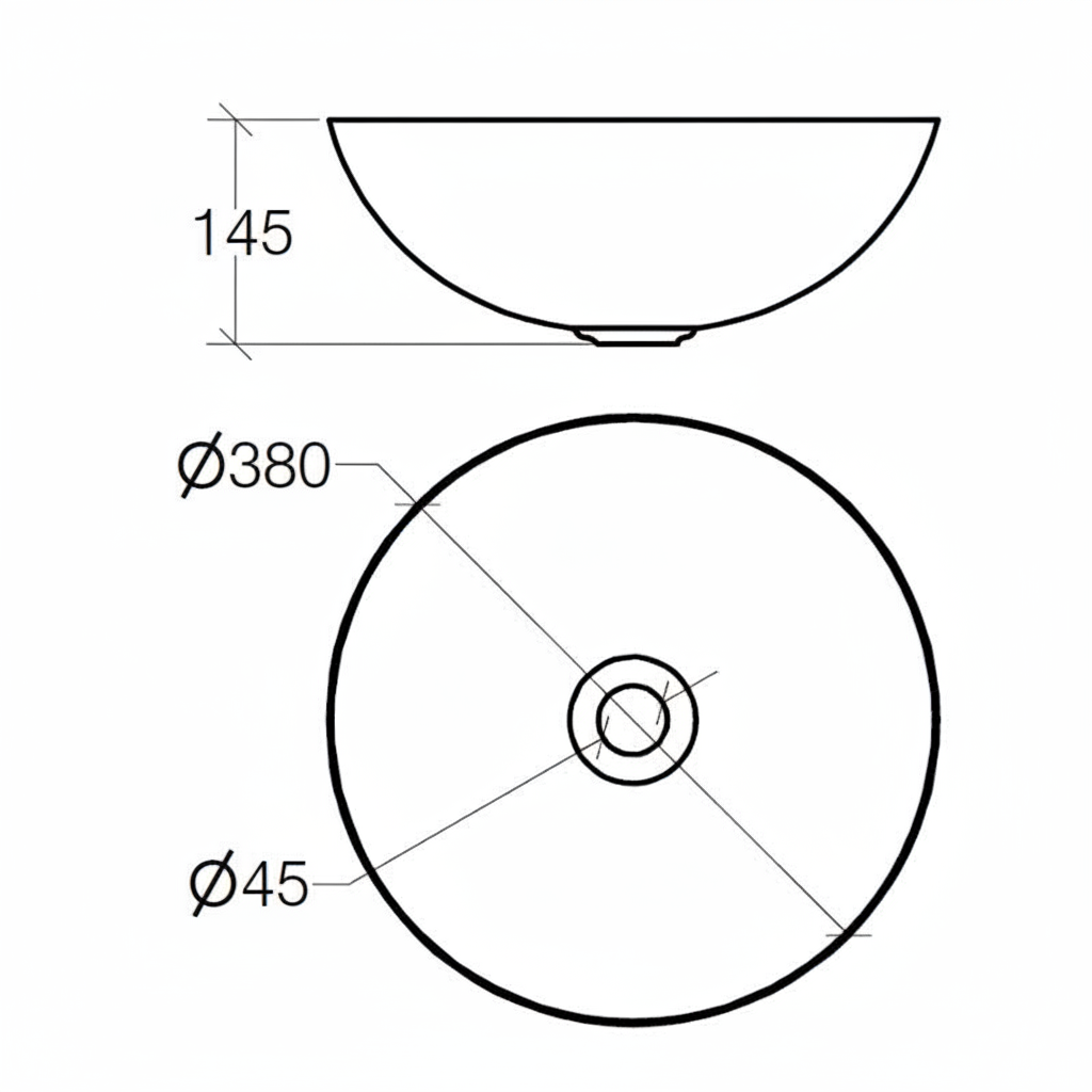 Lineabeta Stainless Steel Vessel Basin, Ø 380mm