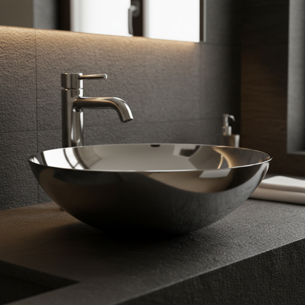 Lineabeta Stainless Steel Vessel Basin, Ø 380mm
