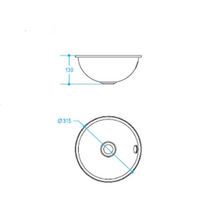 Stainless Steel Drop-in Basin, Round Edge, Ø 315mm