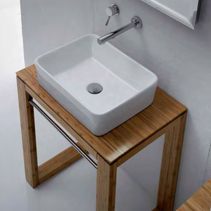 Bathroom 100cm Washtable, Natural Wood & Chrome