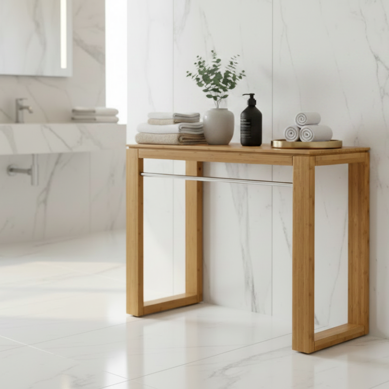 Lineabeta Bathroom 100cm Washtable, Natural Wood & Chrome