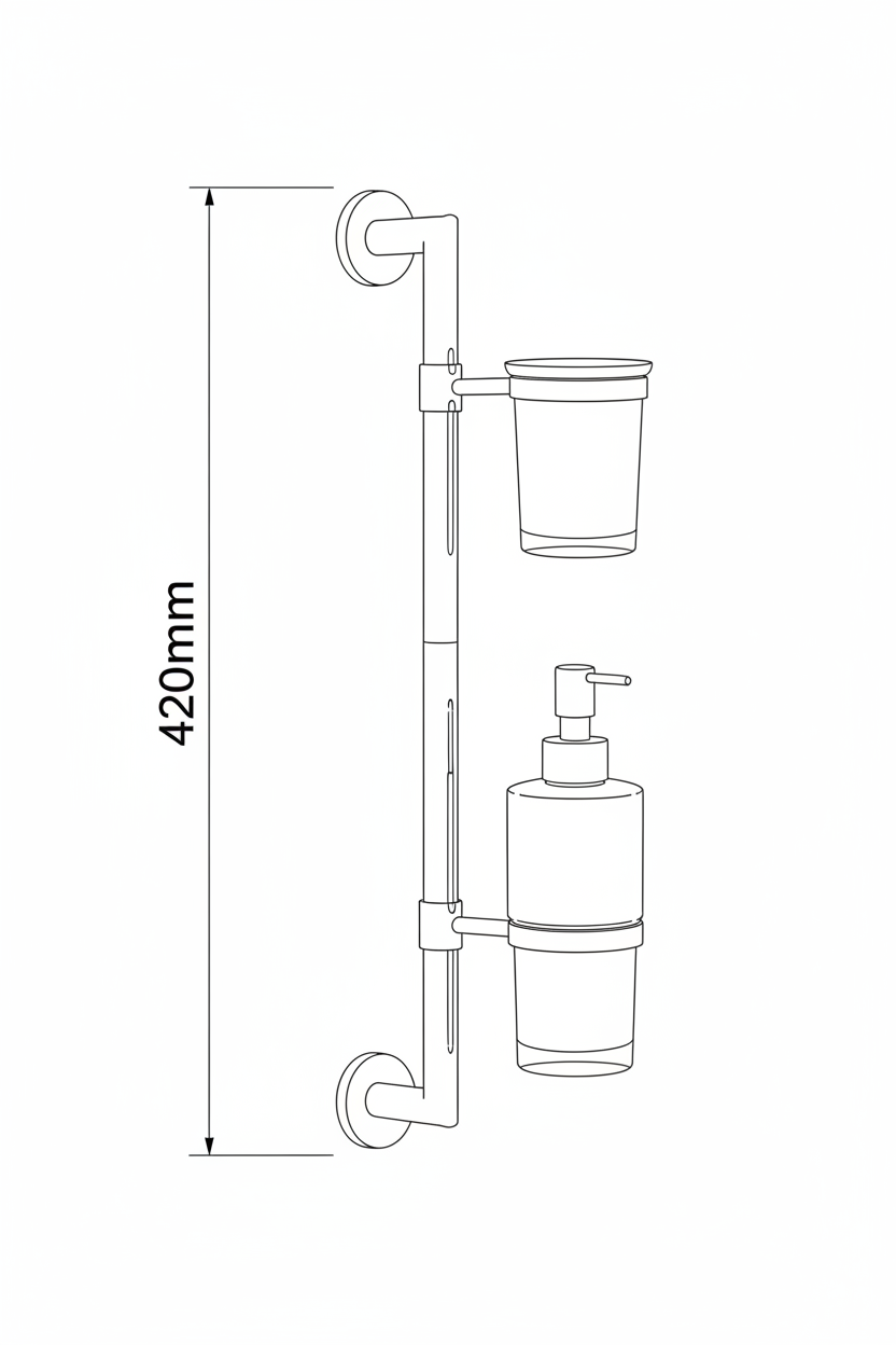 Lineabeta Bathroom Accessory Combination 3 - Baketo Rail System