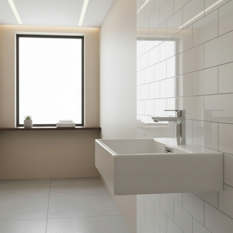 Lineabeta Compact Ceramic Square Basin, 42cm