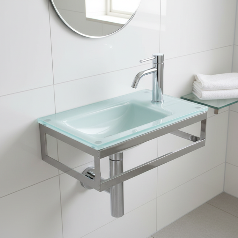 Lineabeta Compact Glass Basin 45cm, Green Ice