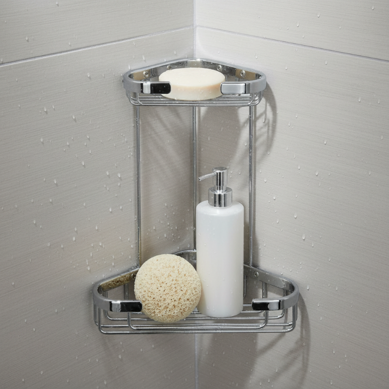 Geesa Double Corner Shower Basket - Hotel Series