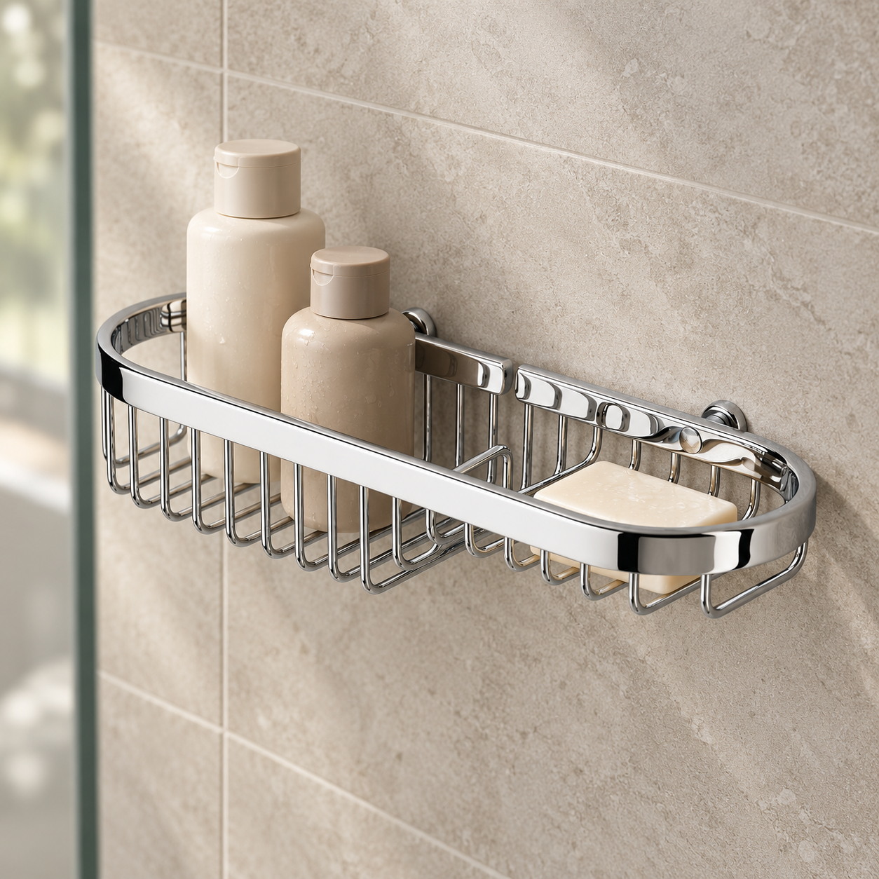 Geesa 27cm 2-Tier Chrome Shower Basket – Solid Brass