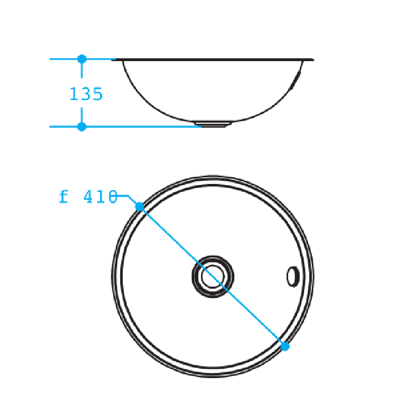 Stainless Steel Drop - in Basin, Flat Edge, Ø 410mm - 53653 - Waiheke Bathrooms