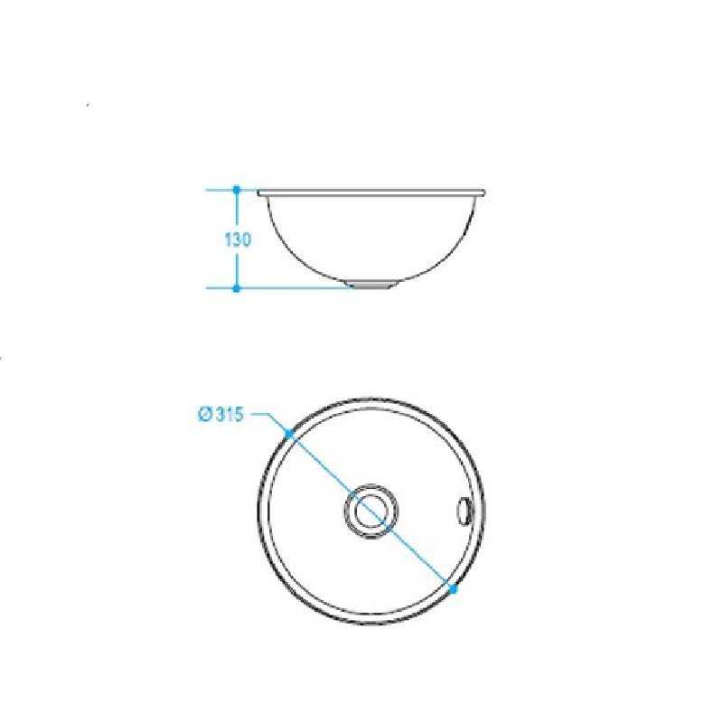 Stainless Steel Drop - in Basin, Round Edge, Ø 315mm - 53592 - Waiheke Bathrooms