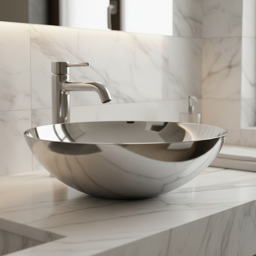 Lineabeta Stainless Steel Vessel Basin, Ø 390mm